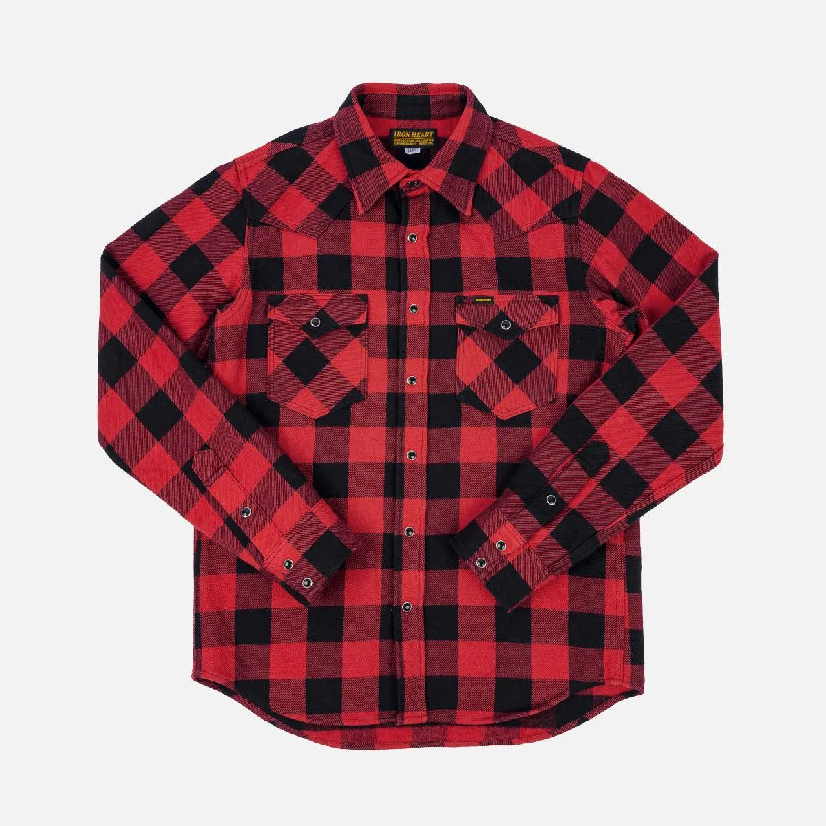 Iron Heart IHSH-232-RED Ultra Heavy Flannel Buffalo Check Western Shirt - Red/Black