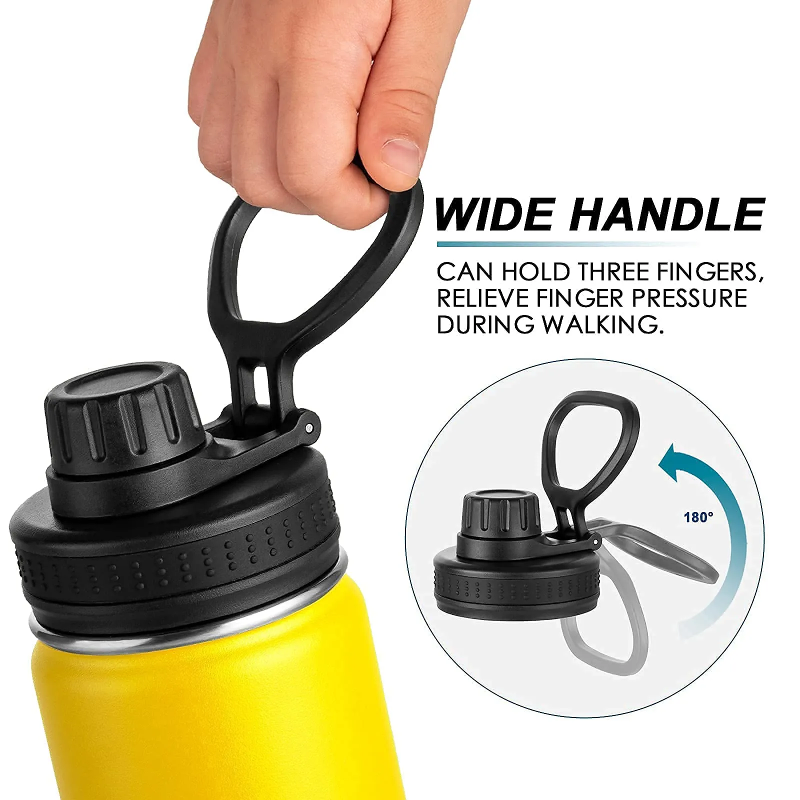 Koodee Kids Water Bottle 12 oz Stainless Steel Triple Wall Vacuum Insulated Wide Mouth Bottle with Leakproof Spout Lid (Yellow)