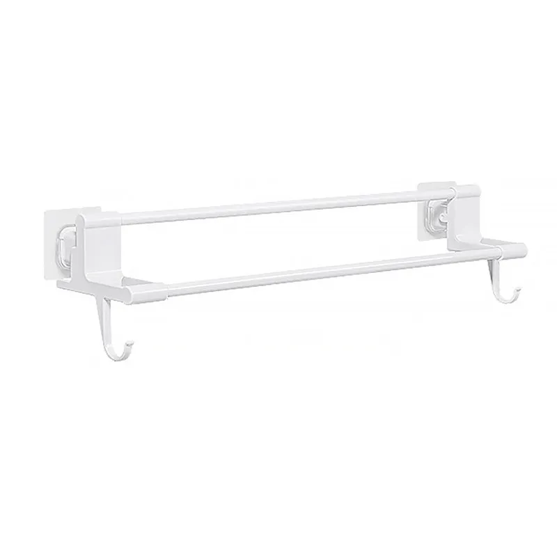 KOREA DeHUB Vacuum Pad Towel Hanger Double Rods Towels Shelf ABS Wall Mounted Towel Hanging Rack