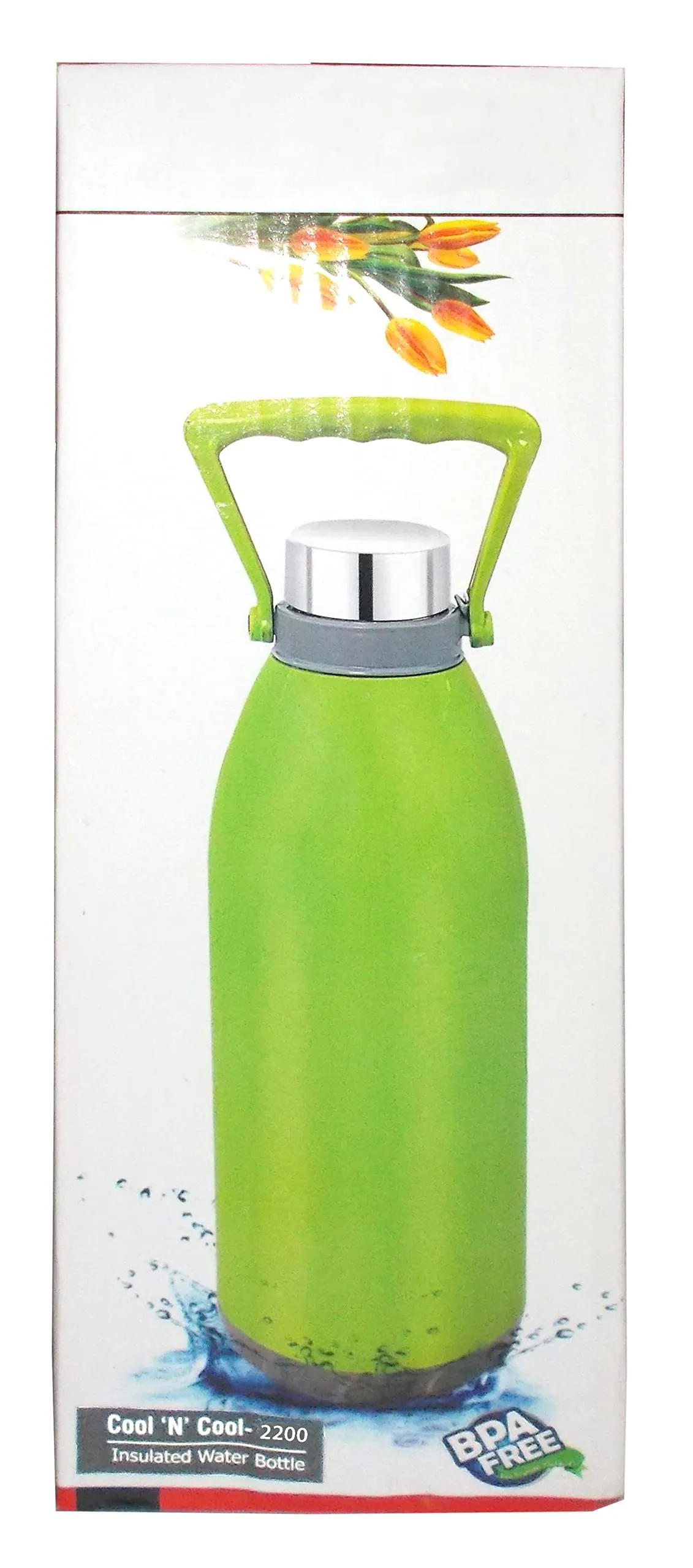 Kotak Sales Cool N Cool 2200ML Double Walled Insulated Water Bottle with Handle Unbreakable Design 2.2 Liter 100% Food Grade BPA Free Best Birthday Party Return Gift (Qty 3 Pcs)