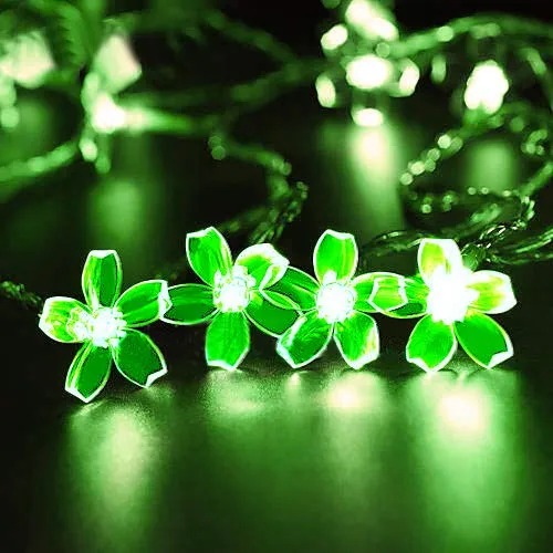 Kuber Industries 2 Pieces 28 Led Direct Plug Crystal Flower Designer 10 Meter String Light for Festivals and Home Decoration, Green-CTKTC22930