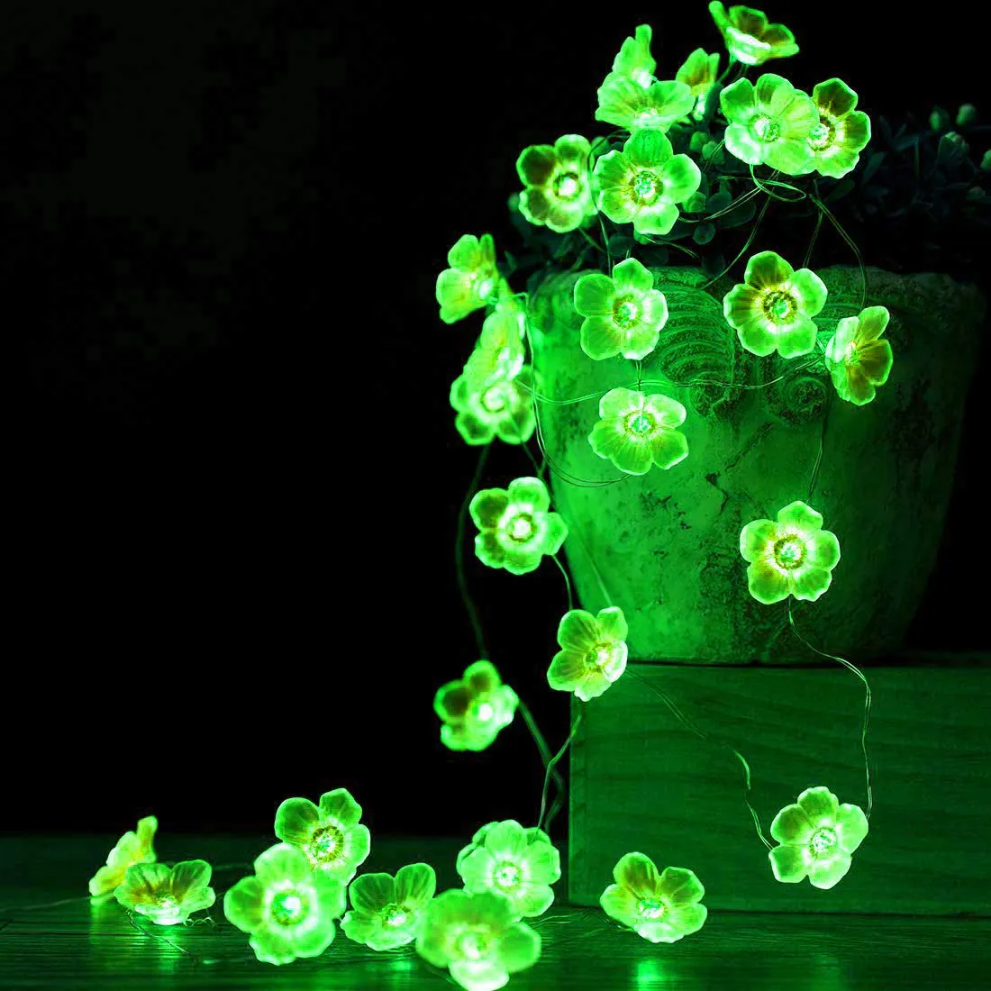 Kuber Industries 2 Pieces 28 Led Direct Plug Crystal Flower Designer 10 Meter String Light for Festivals and Home Decoration, Green-CTKTC22930