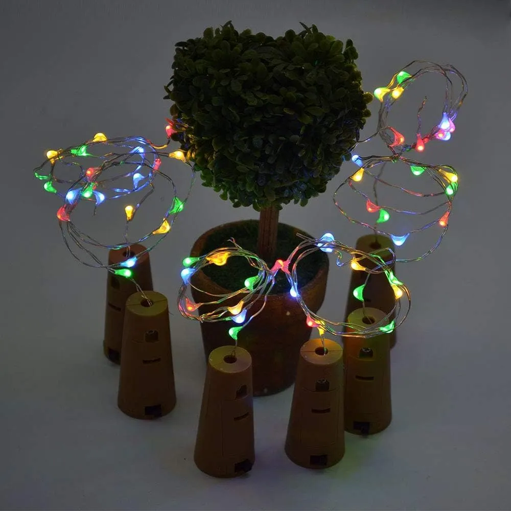 Kuber Industries Wine Bottle String Lights | 20 LED Bottle Cork Copper Wire String Lights | Wine Bottle Lights for Home Decoartion | Battery Powered | Pack of 12 | Multi