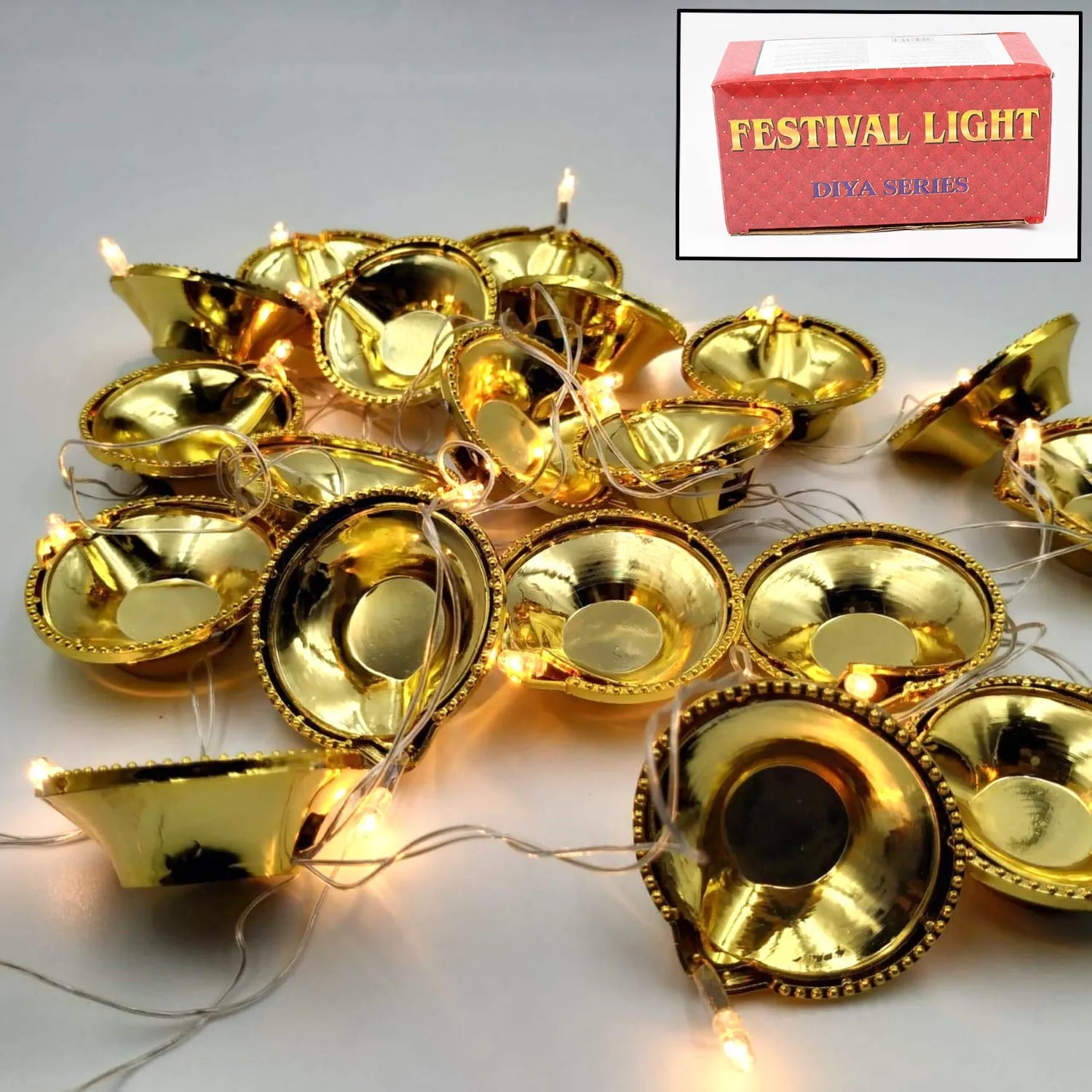 LED Diya Series Light, Fairy Lights for Diwali Decoration (16 Diya)