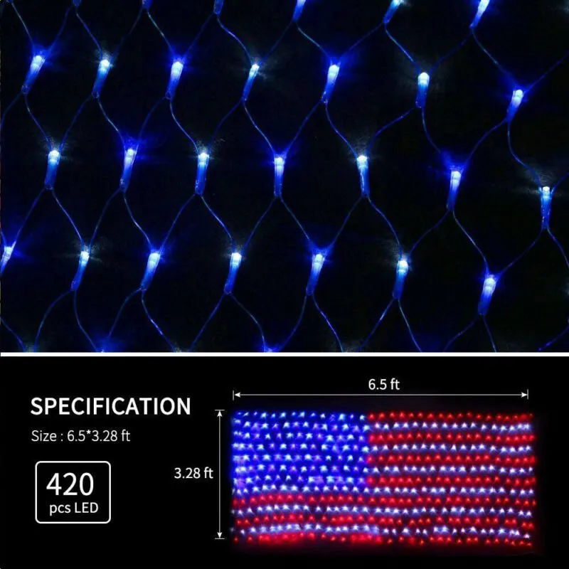 LED String Lights American Flag for Home Decor, Yard, Garden, Festival, Holiday