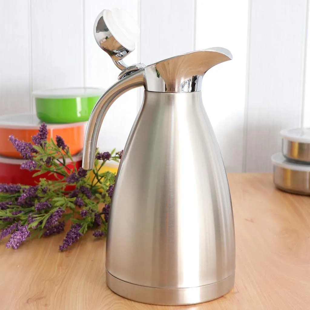 Losa 1.5L Stainless Steel Double Wall Insulated Coffee Carafe Tea Kettle Silver