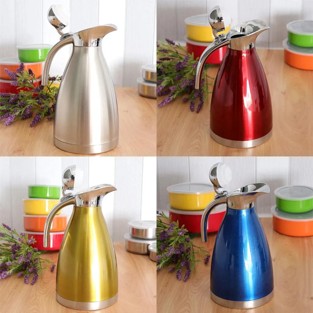 Losa 1.5L Stainless Steel Double Wall Insulated Coffee Carafe Tea Kettle Silver