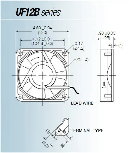 Mechatronics 120x120x25mm 230 Volt Low Speed Fan UF12B23-BTLR