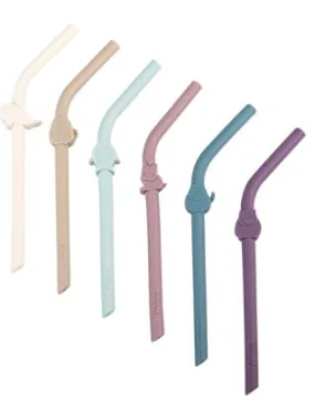 Melii Luxe Silicone Straw Set Of 6 - Assorted Colours