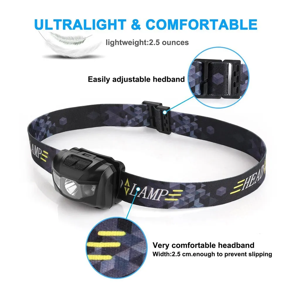 Mini HeadLamp 4 light Modes Waterproof R3 2 LED Super Bright Headlight Headlamp Torch Lanterna with Headband Use 3xAAA batterys