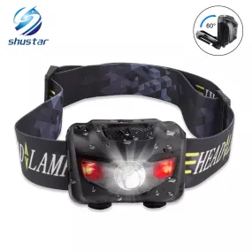 Mini HeadLamp 4 light Modes Waterproof R3 2 LED Super Bright Headlight Headlamp Torch Lanterna with Headband Use 3xAAA batterys