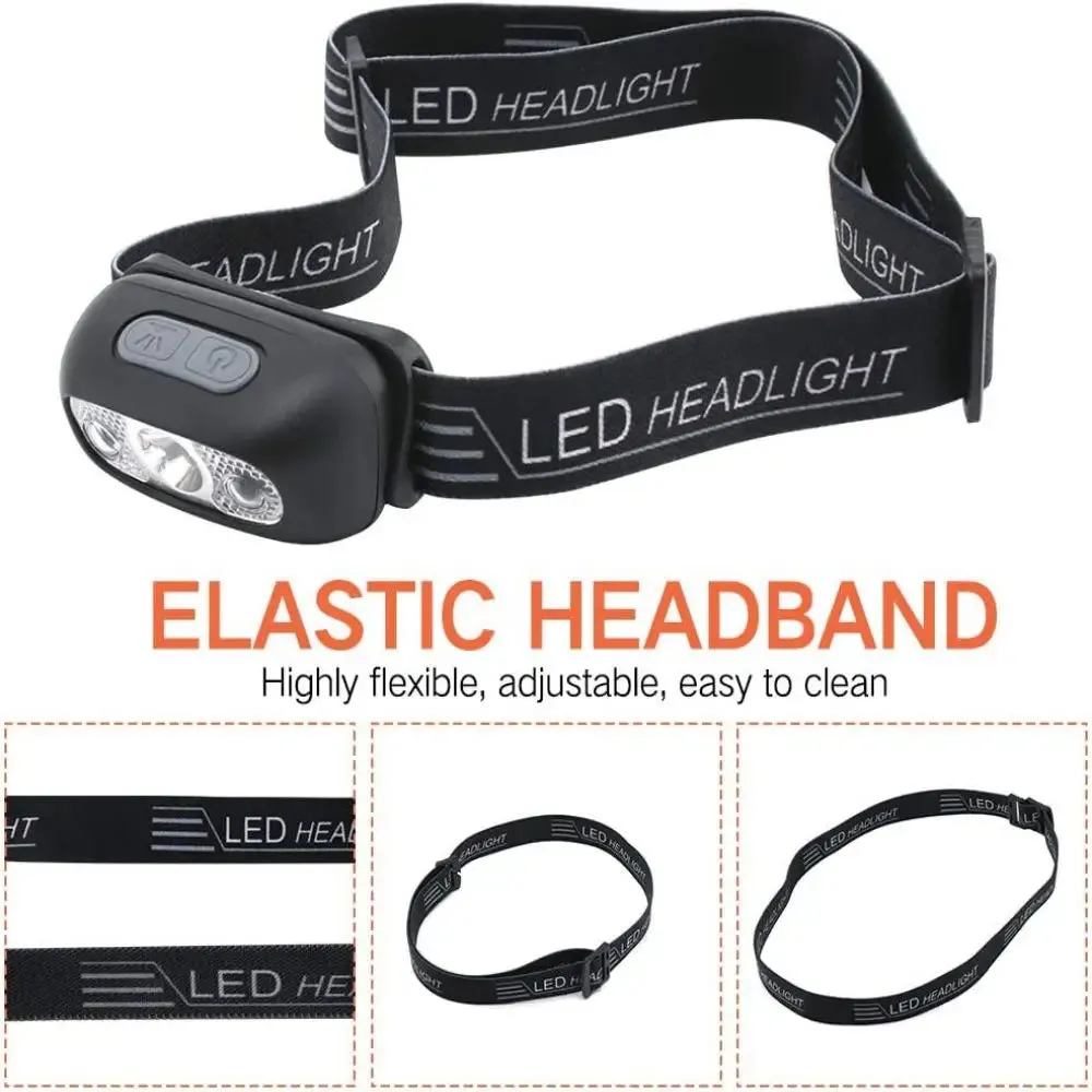 Mini LED Headlamp PortableUSB Rechargeable Body Motion Sensor Headlight  3 ModesOutdoor Camping Fishing Light Waterproof Head