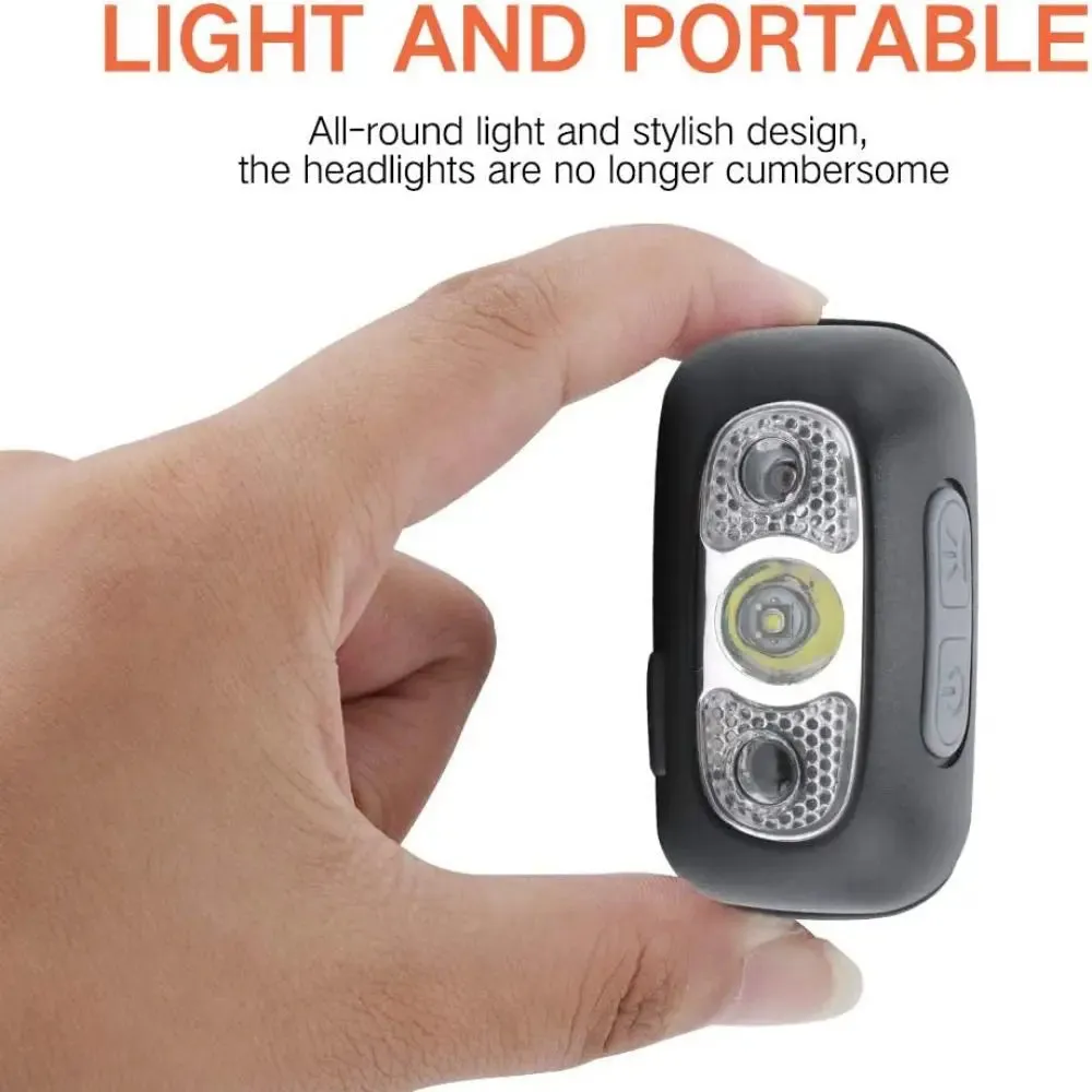 Mini LED Headlamp PortableUSB Rechargeable Body Motion Sensor Headlight  3 ModesOutdoor Camping Fishing Light Waterproof Head