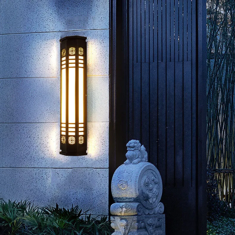 Modern Classical Cylindrical Stainless Steel Imitation Marble Waterproof Outdoor LED Wall Sconce Lamp