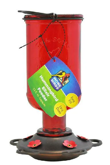 More Birds™ 38 Hummingbird Elixir Feeder with 5 Ports, Red, 13 Oz Capacity