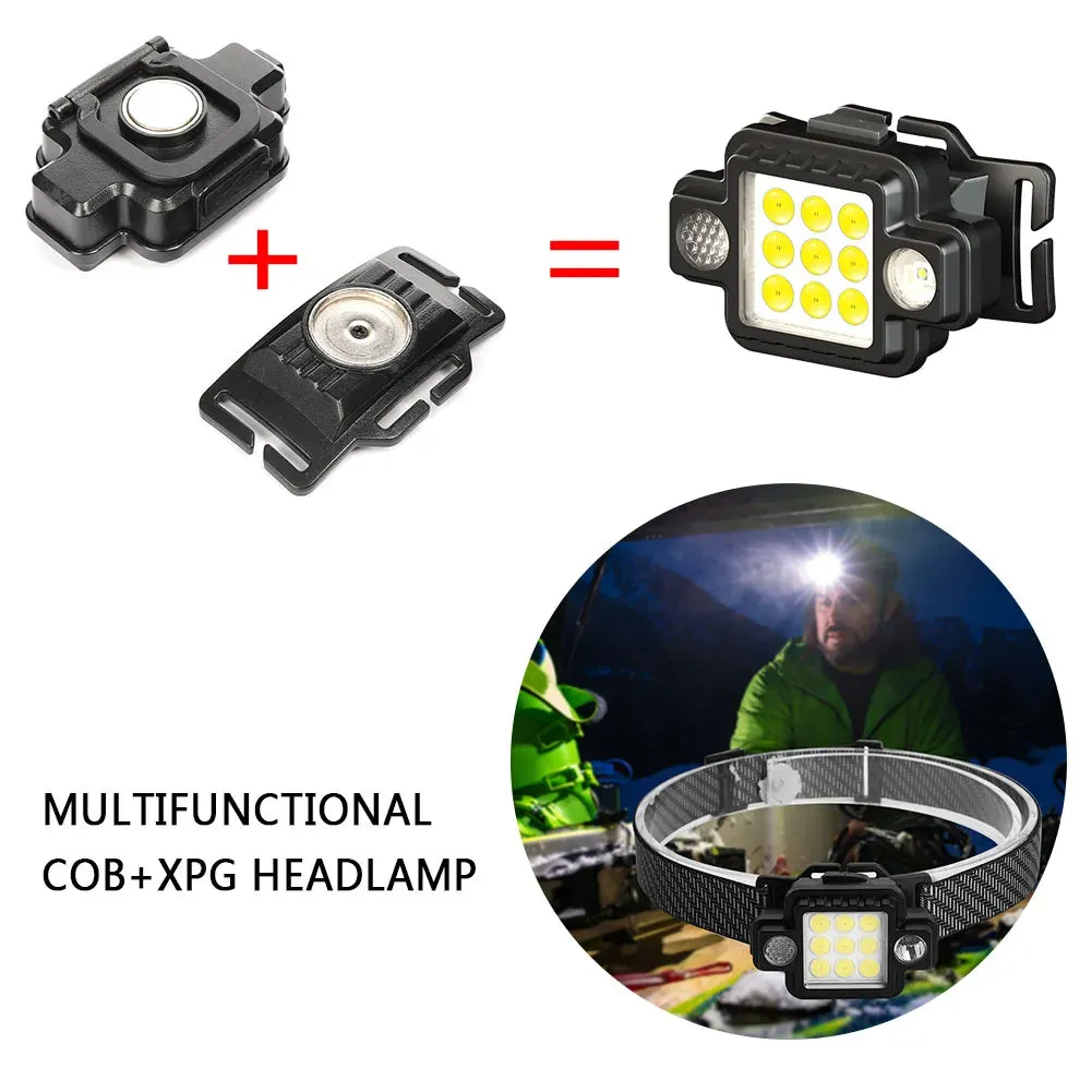 Multifunctional COB XPG HeadLamp USB TYPE-C Charging LED Flashlight,Magnetic Work Lamp,Night Riding Headlight