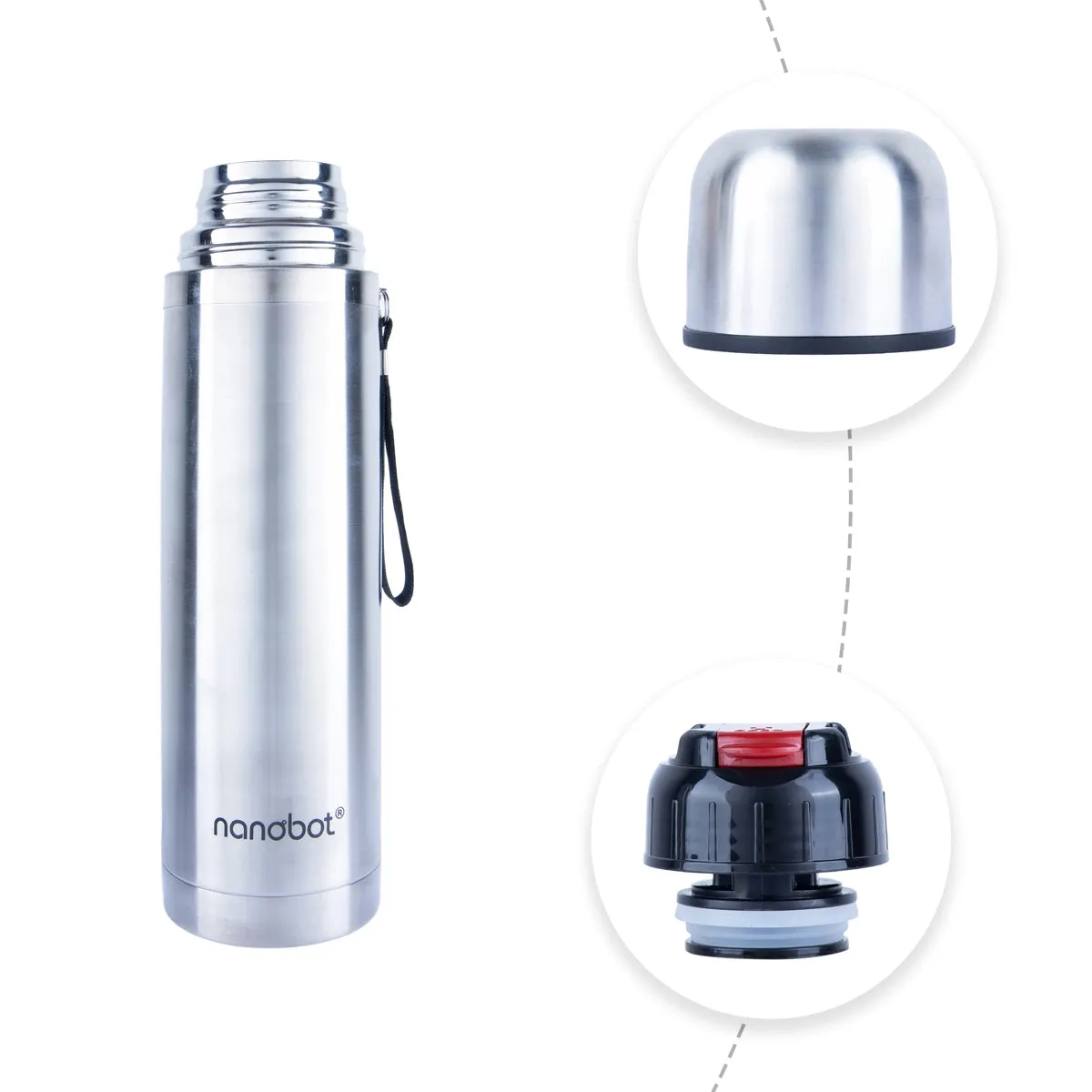 Nanobot Therma Flask - 350 ml | Stainless Steel Water Bottle/ 9 x 2.5 Inches/ Thermosteel Bottle for Home