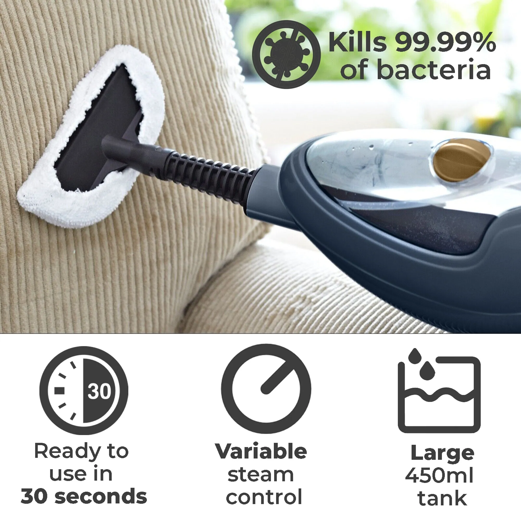 Neo Dark Grey Copper 10 in 1 1500W Hot Steam Mop Cleaner and Hand Steamer