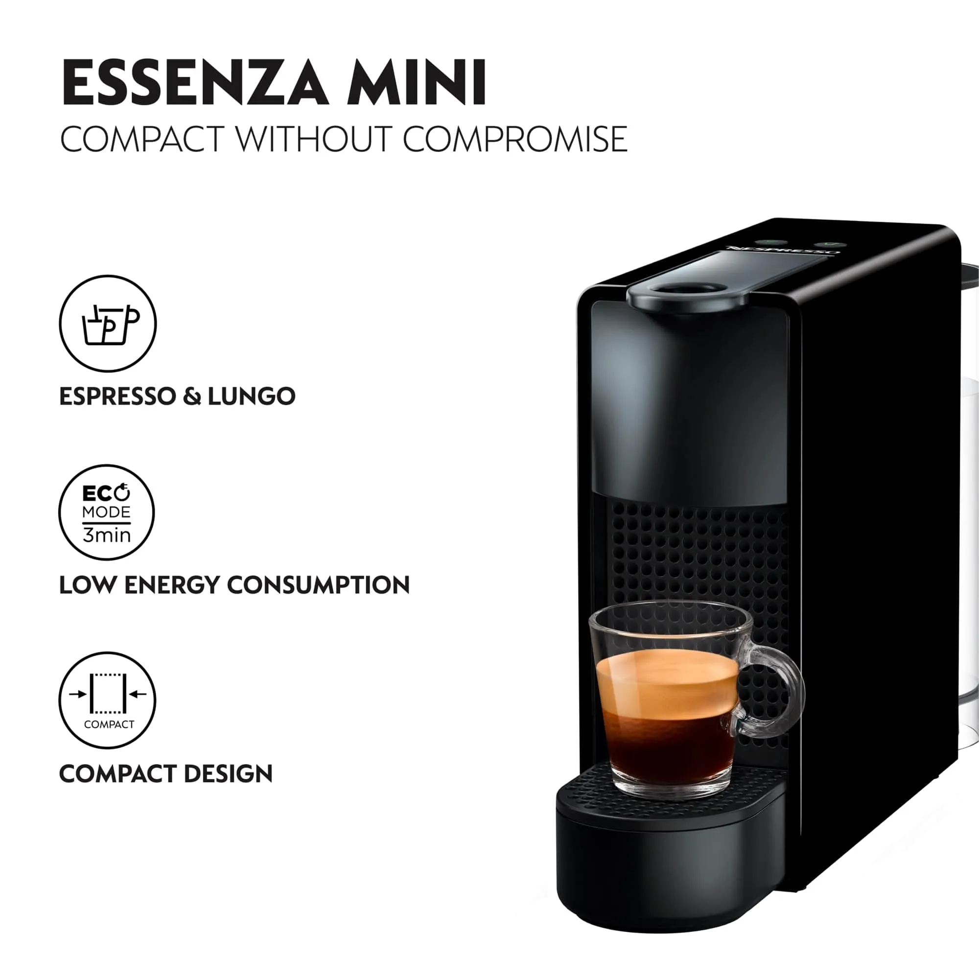 Nespresso C30 Essenza Black   Milk Frother Black Bundle