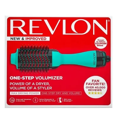 New - Revlon Salon One-Step Hair Dryer and Volumizer Hot Air Brush - Teal