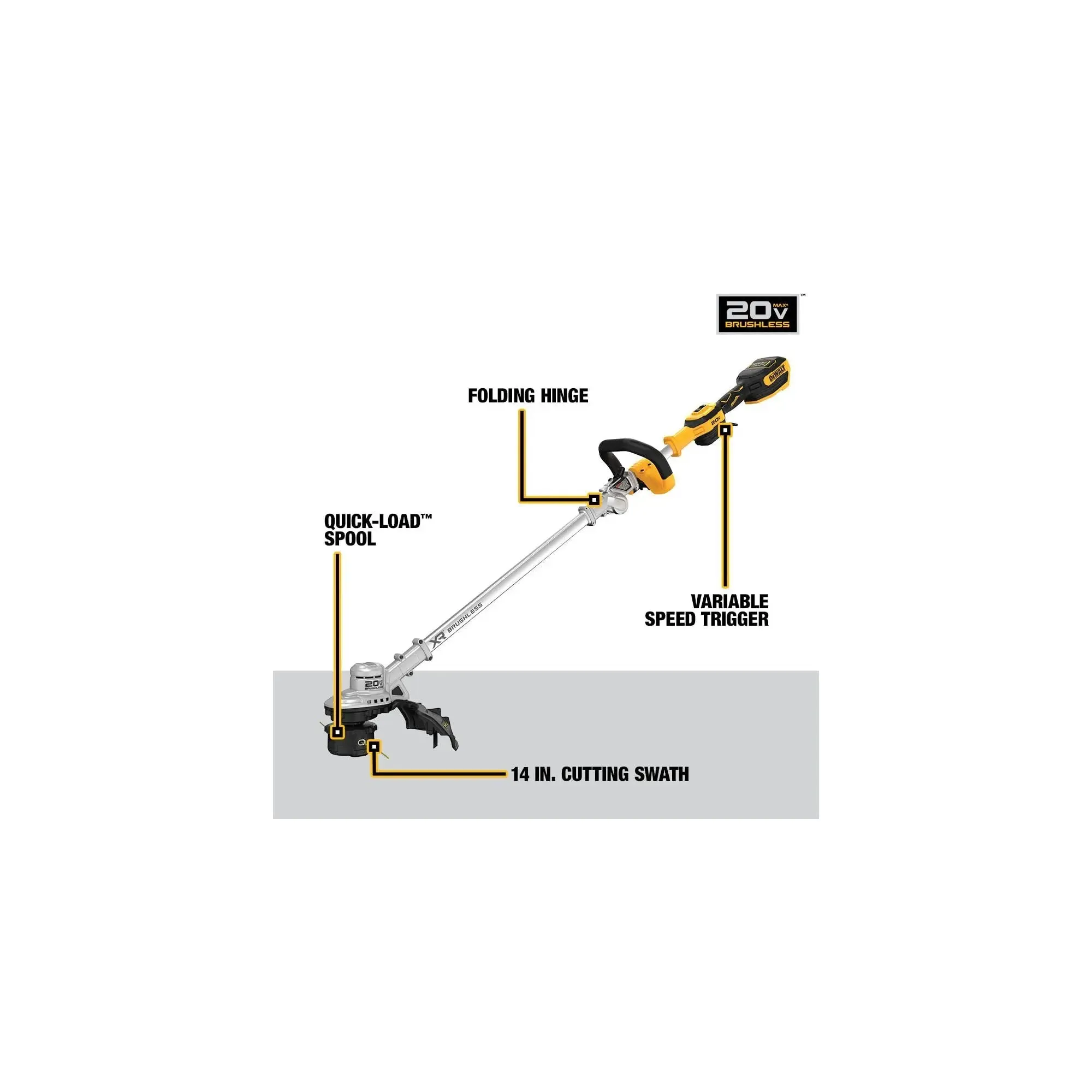 Open Box - DEWALT 20-Volt Electric Cordless Brushless String Trimmer (Tool Only)