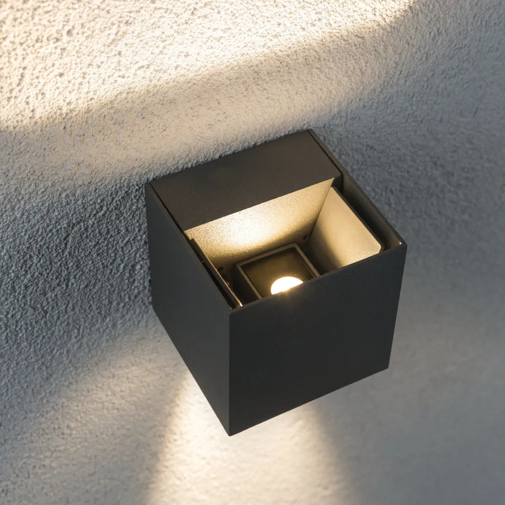 Outdoor Cybo 7.7W LED 8x8cm Wall Light in Grey