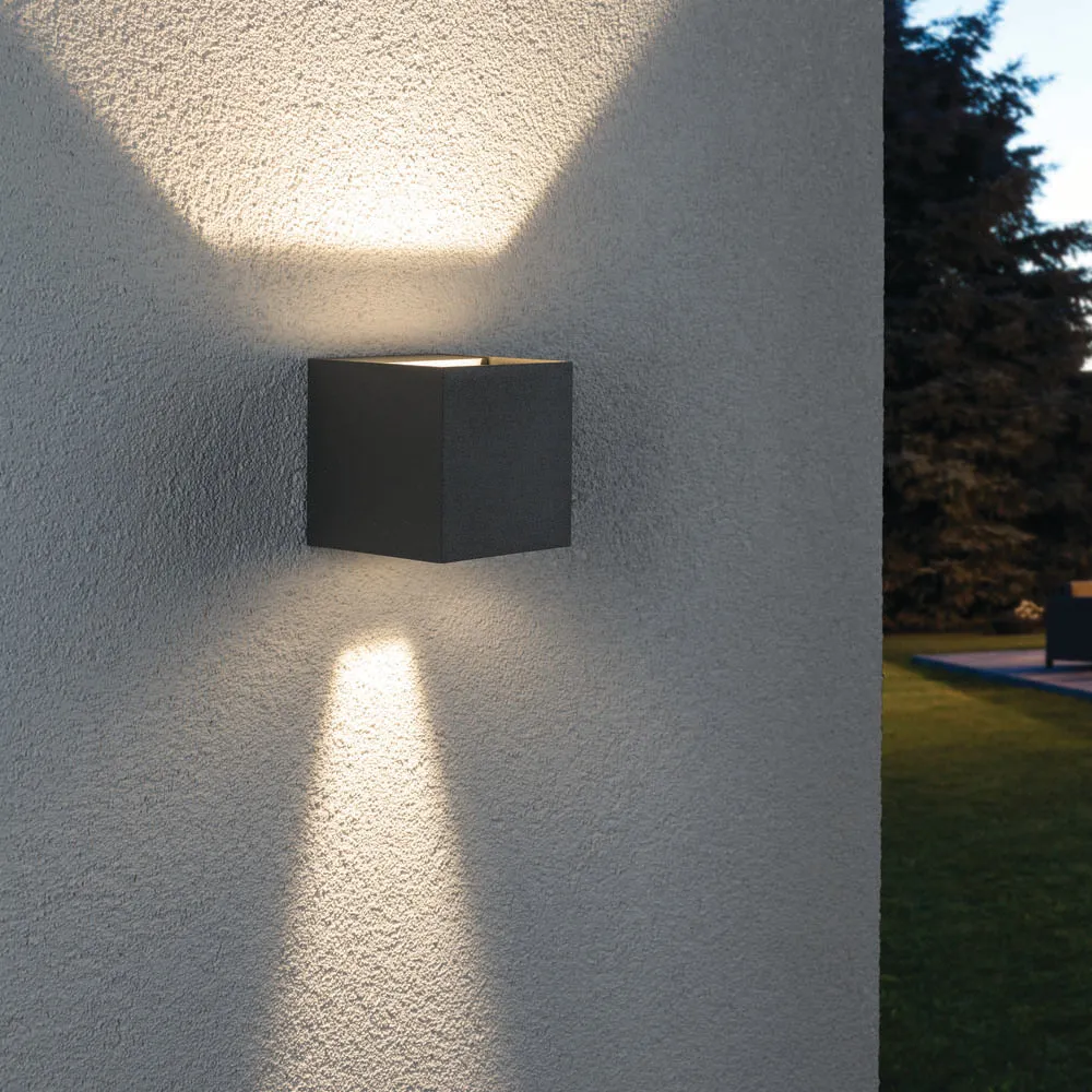 Outdoor Cybo 7.7W LED 8x8cm Wall Light in Grey