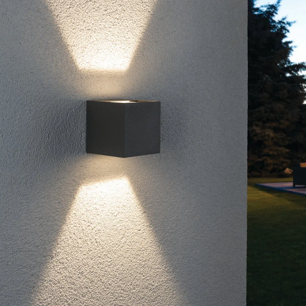 Outdoor Cybo 7.7W LED 8x8cm Wall Light in Grey