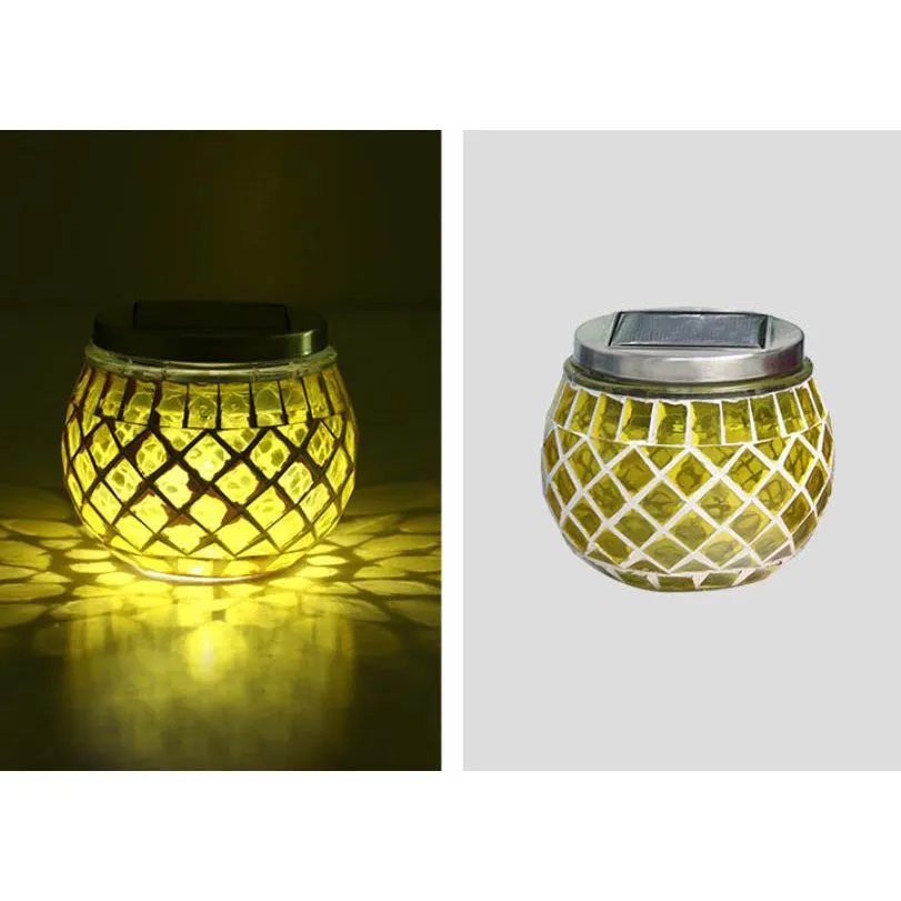 Outdoor Solar Mosaic Glass Jar LED Waterproof Landscape Light