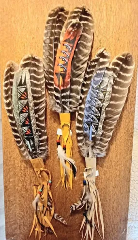 Painted Three Feather Prayer/Smudge Fan