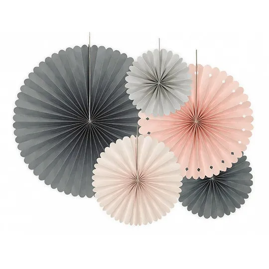 Peach & Grey Fans (5 pack)