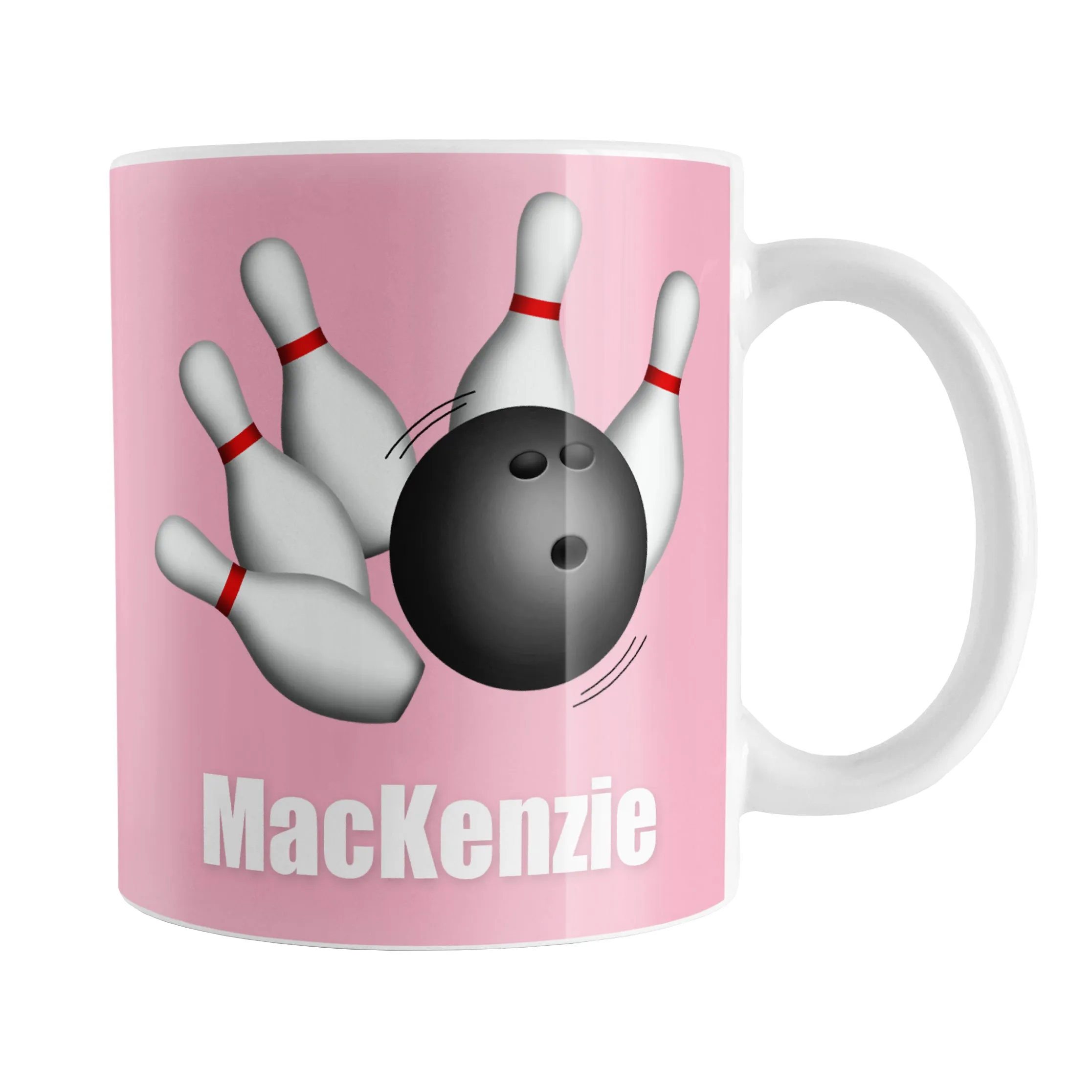 Personalized Bowling Ball and Pins Pink - Bowling Mug