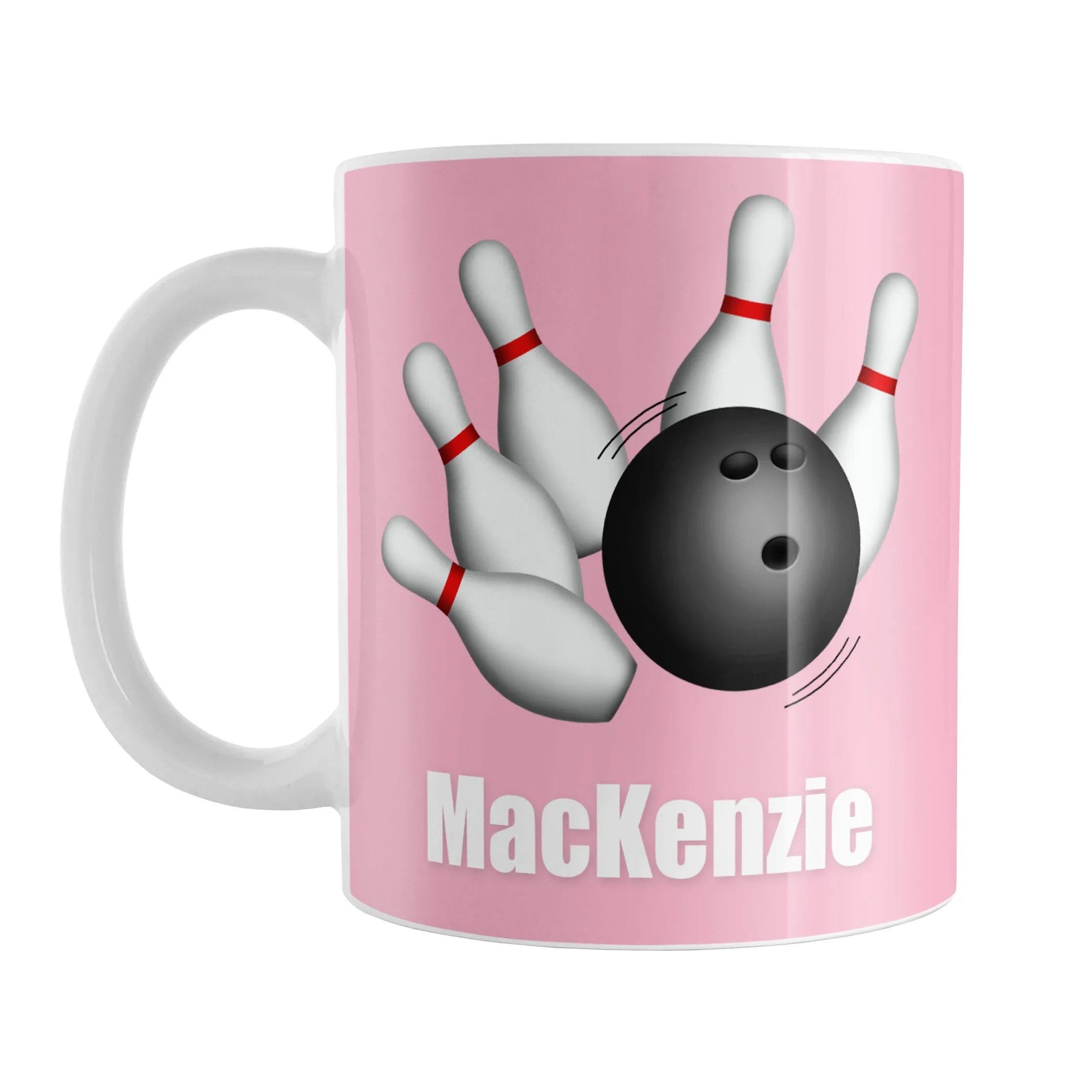 Personalized Bowling Ball and Pins Pink - Bowling Mug