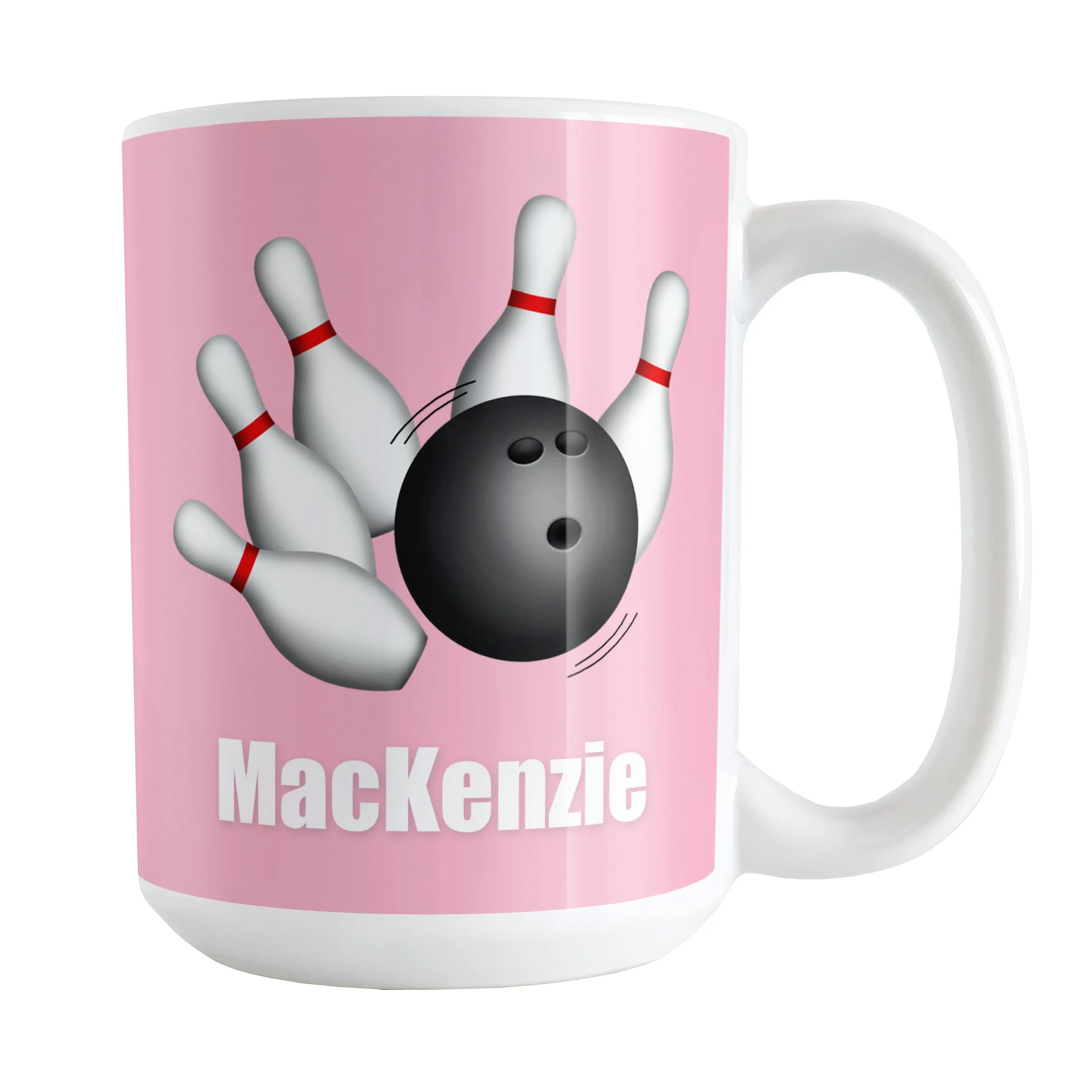 Personalized Bowling Ball and Pins Pink - Bowling Mug