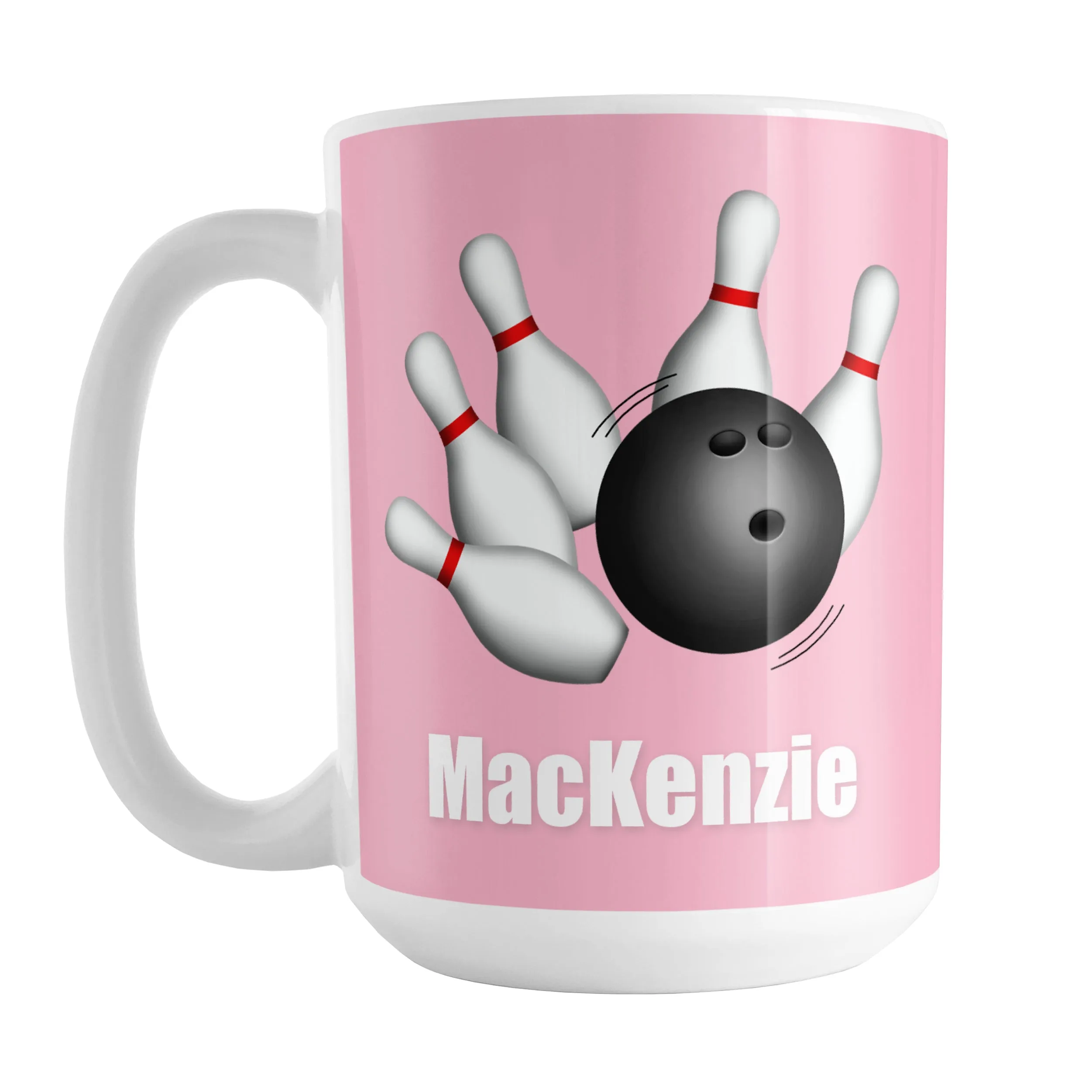 Personalized Bowling Ball and Pins Pink - Bowling Mug