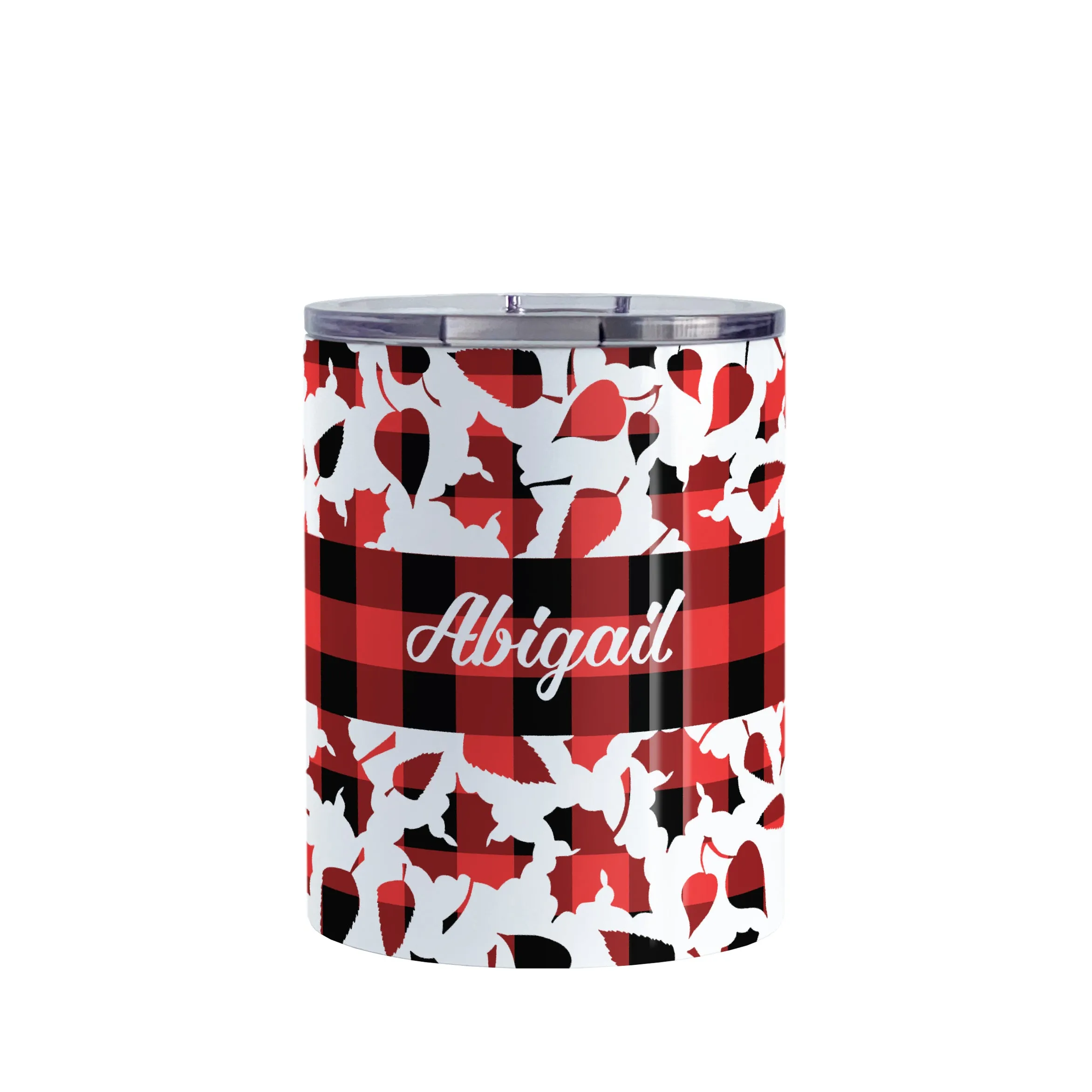 Personalized Buffalo Plaid Leaves Fall Tumbler Cup