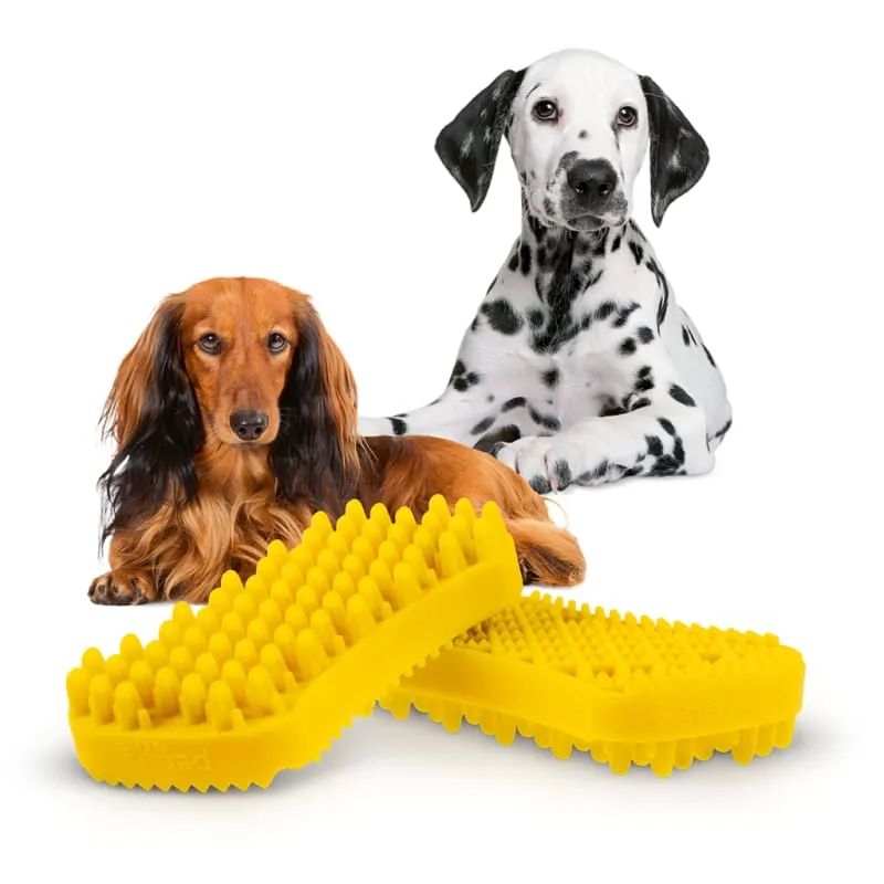 Pet   me Multi Functional Yellow Grooming Brush Medium Silicone for Dogs