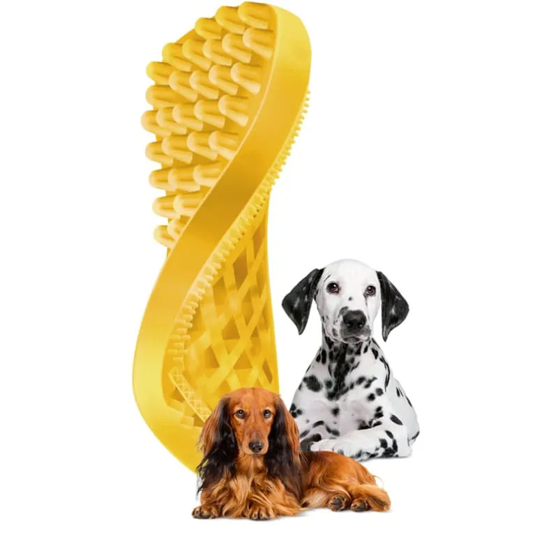 Pet   me Multi Functional Yellow Grooming Brush Medium Silicone for Dogs