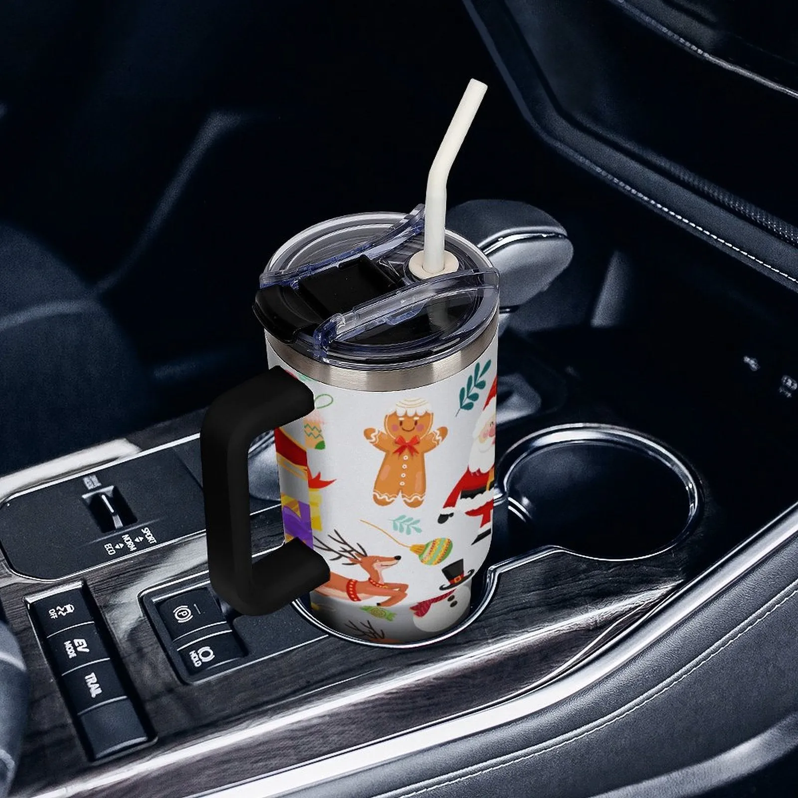 POD Stainless Steel Large Capacity Car Cup Christmas, Santa Claus 40oz Tumbler with Handle