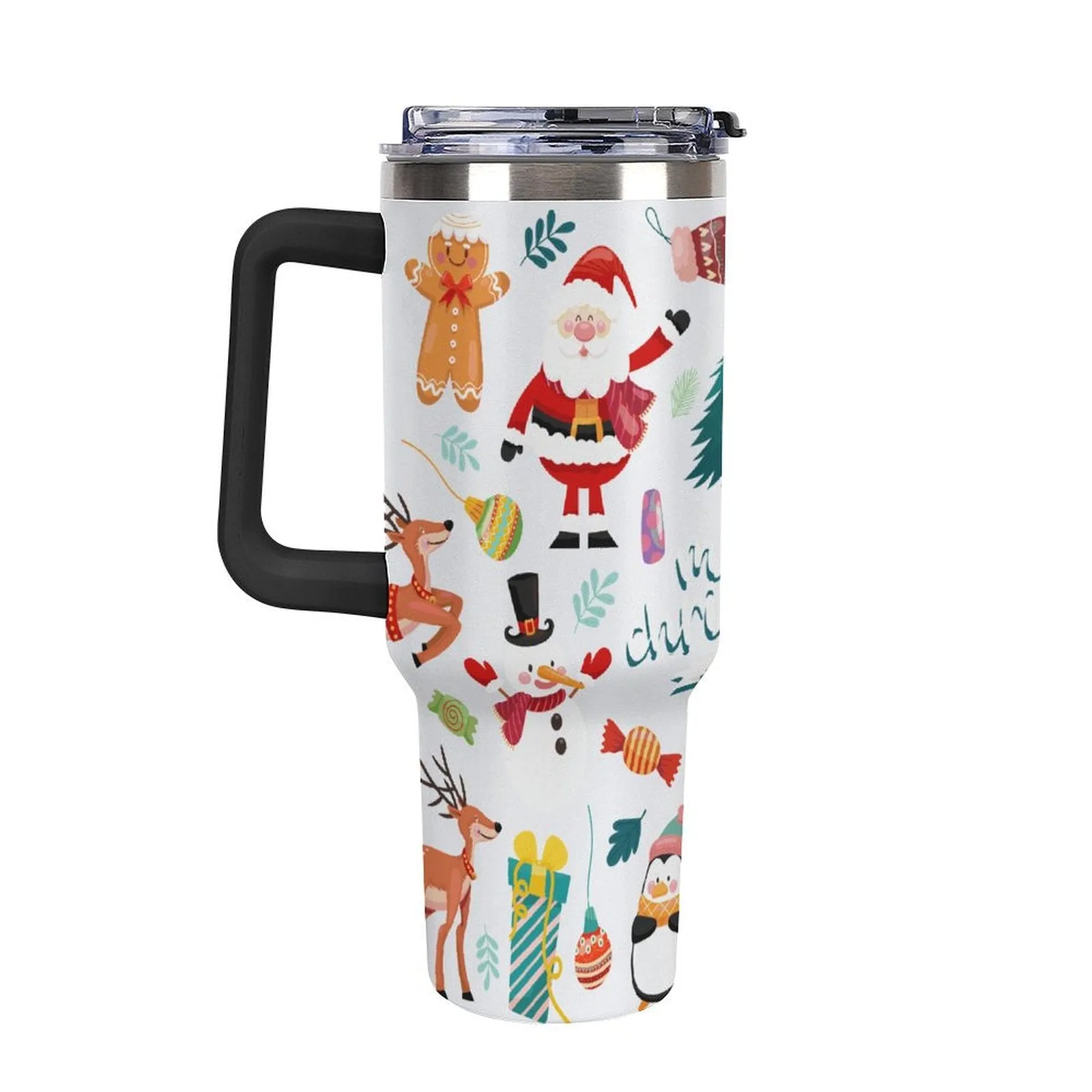 POD Stainless Steel Large Capacity Car Cup Christmas, Santa Claus 40oz Tumbler with Handle