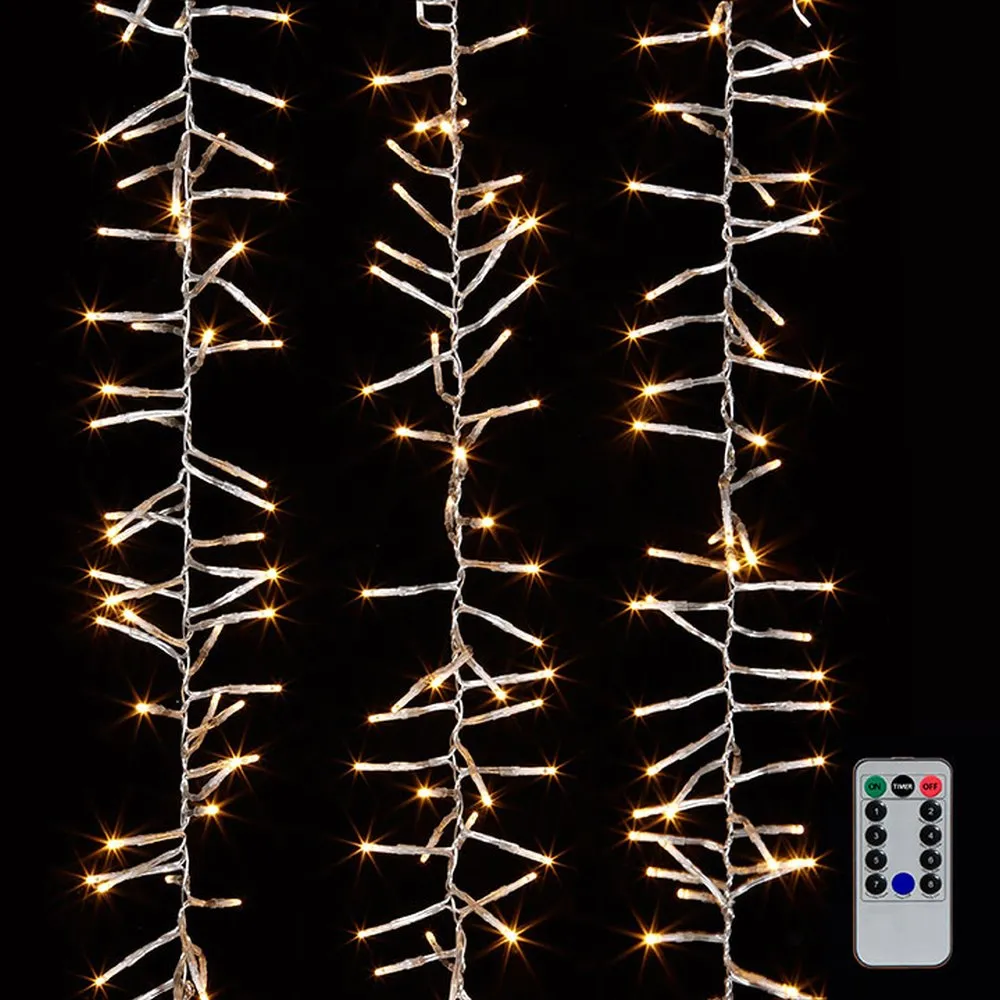 Raz Imports 19.6' Cluster Garland Clear Wire, 600 White Lights with Remote