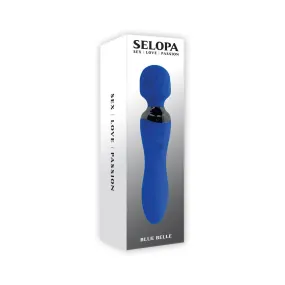 Selopa Blue Belle Rechargeable Dual-Ended Wand Vibrator Silicone Blue