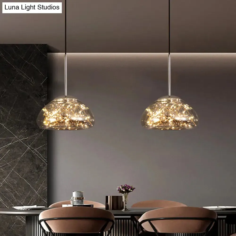 Sleek 1-Light Pendant Lamp with Glass Shade: Minimalist Elegance