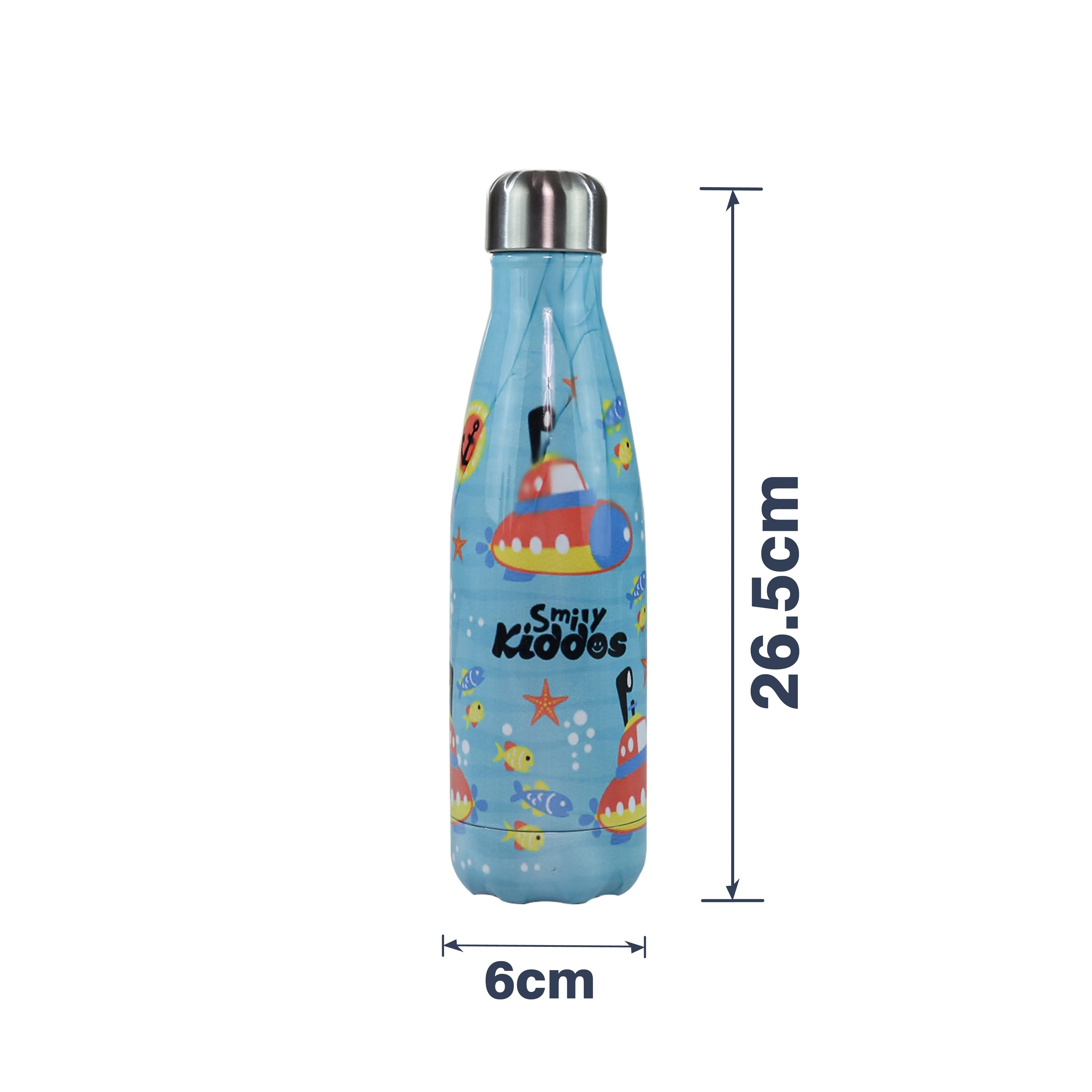 Smily Kiddos Steel Water Bottle Light Blue  - Deep ocean Theme