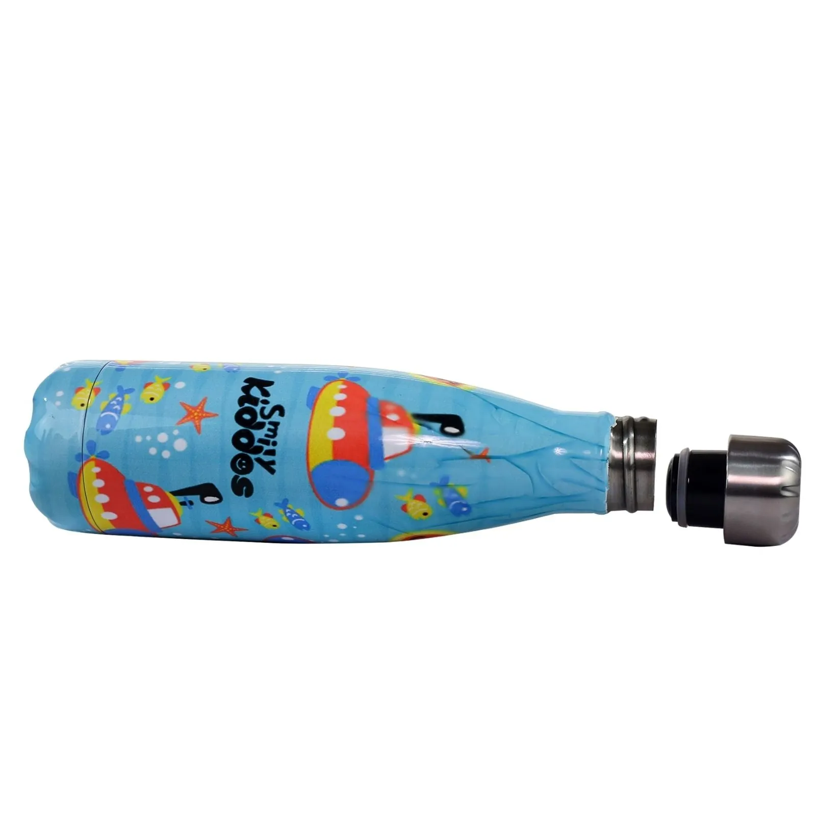 Smily Kiddos Steel Water Bottle Light Blue  - Deep ocean Theme