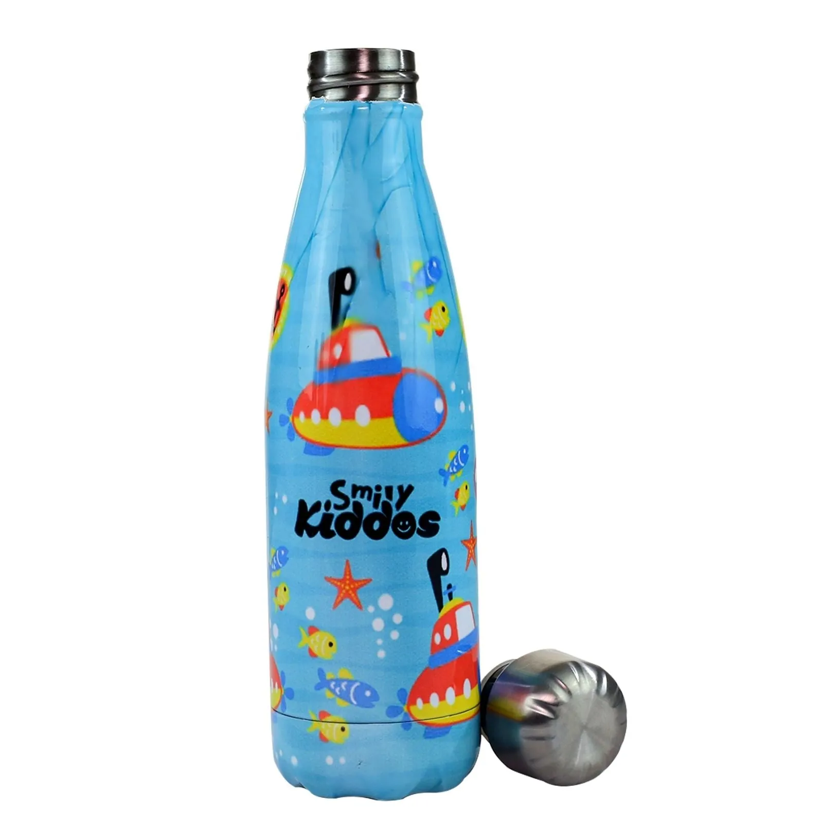 Smily Kiddos Steel Water Bottle Light Blue  - Deep ocean Theme