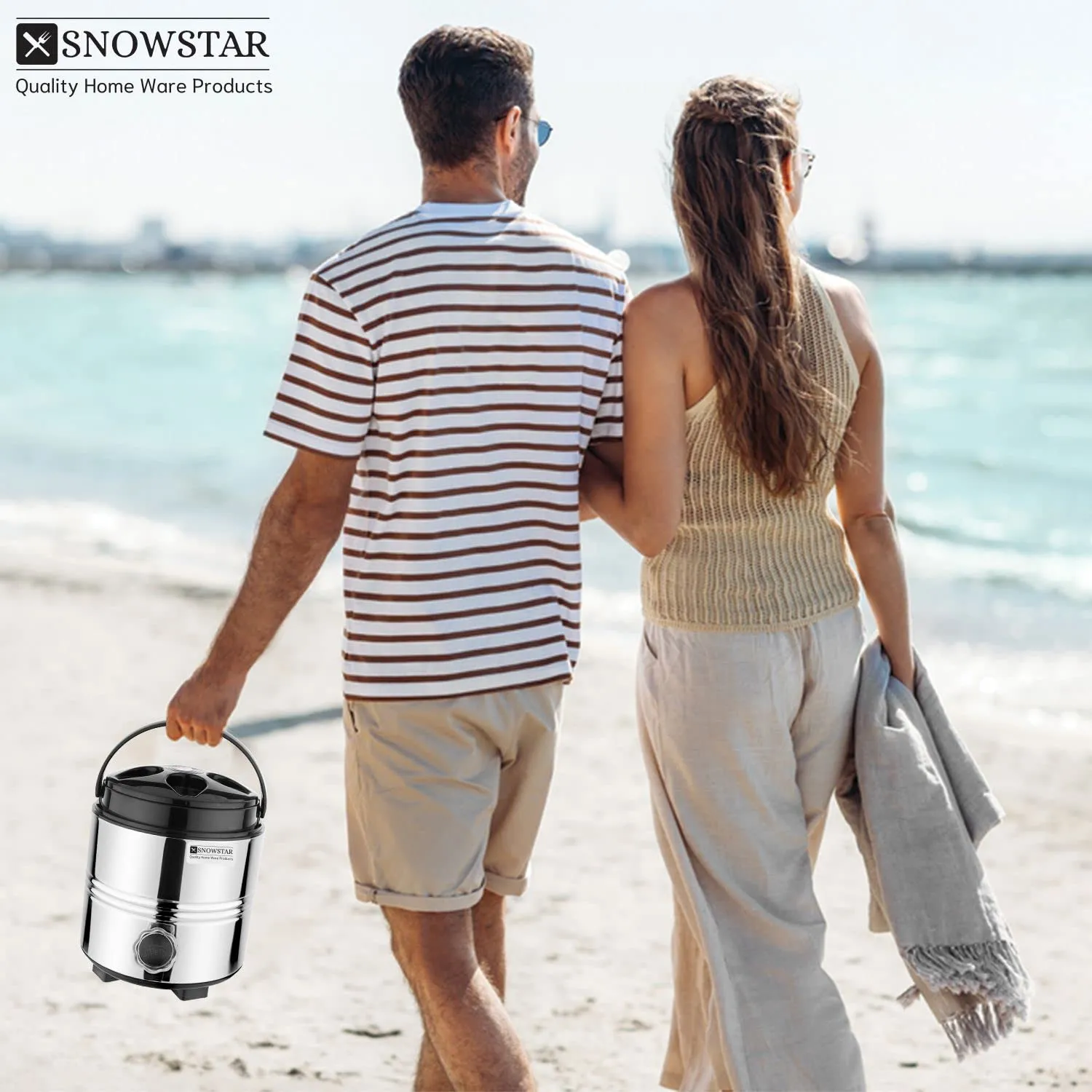 SNOWSTAR Stainless Steel Travel Water 5 Liters for Kitchen I HOT and COLD I Sturdy and Durable I Easy to carry Handle I Office Water Dispenser I Easy to Wash (5 Liters)