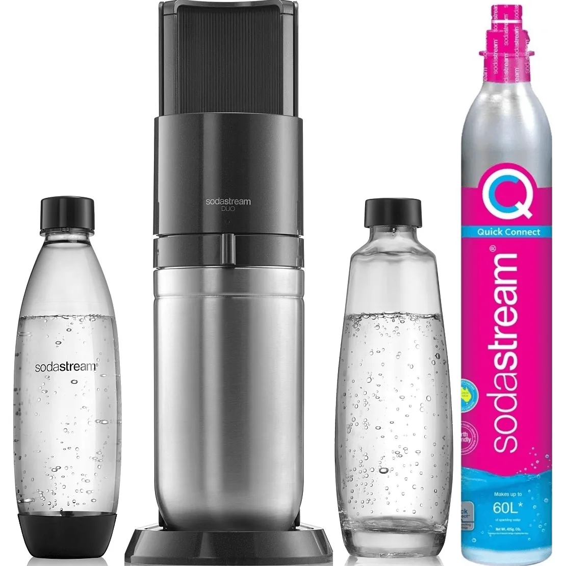 Sodastream DUO Starter Pack Soft Fizzy Drink Sparkling Maker Soda Stream Quick Connect