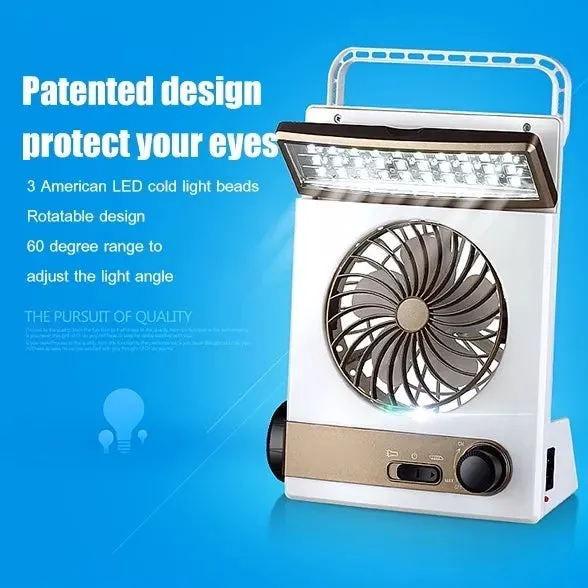 Solar Light Fan Rechargeable with Flashlight & Led light - LR 5591