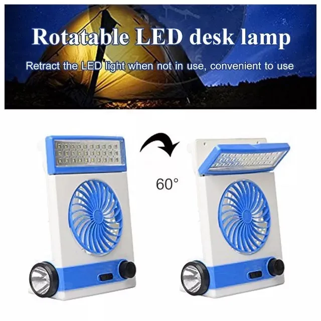 Solar Light Fan Rechargeable with Flashlight & Led light - LR 5591